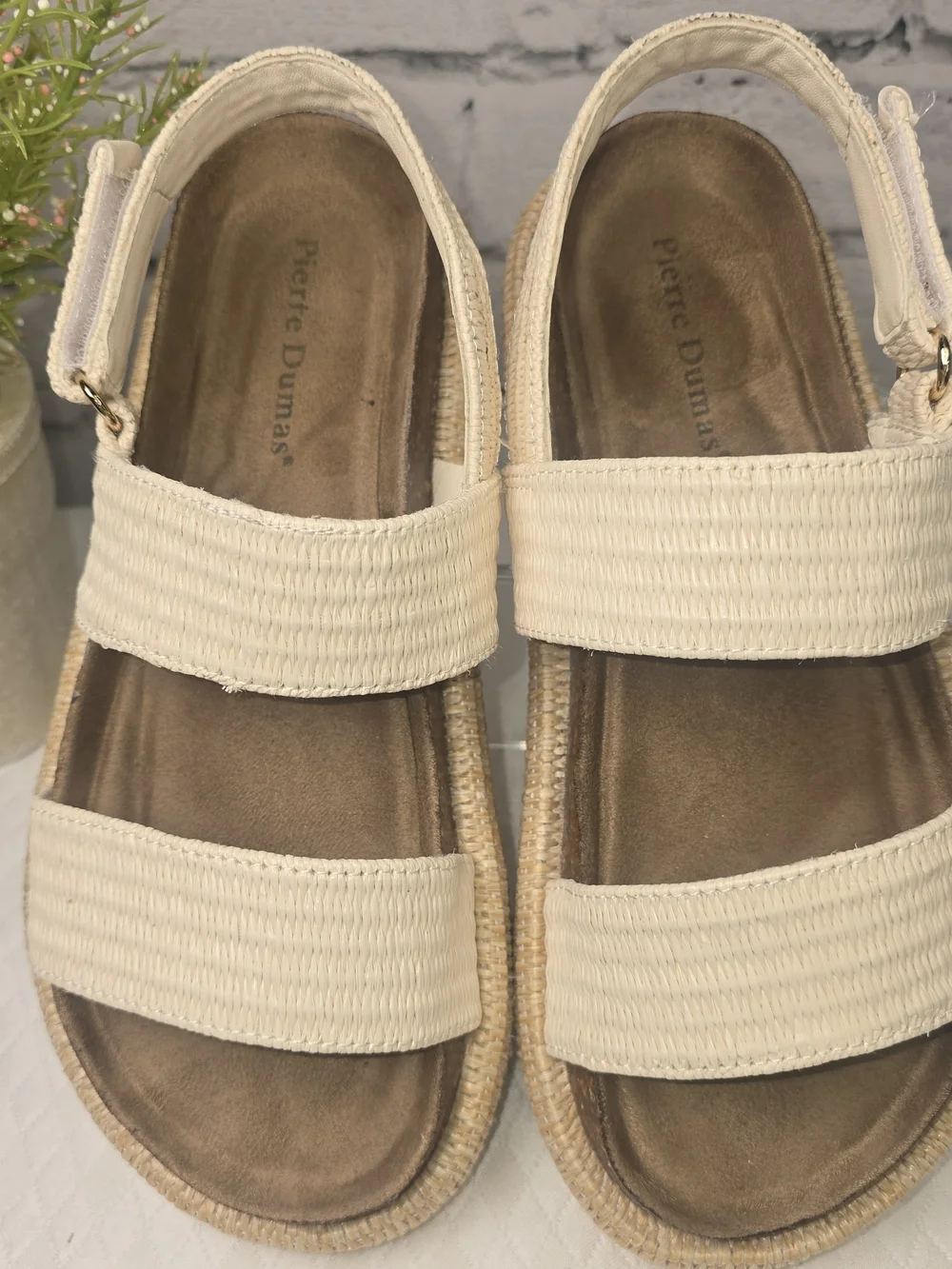 PIERRE DUMAS SLINGBACK PLATFORM SANDAL WOVEN CANVAS UPPER ESPADRILLE SOLE 7